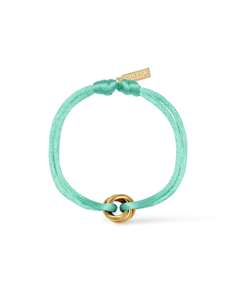 Triple Gold Satin Bracelet Turquoise