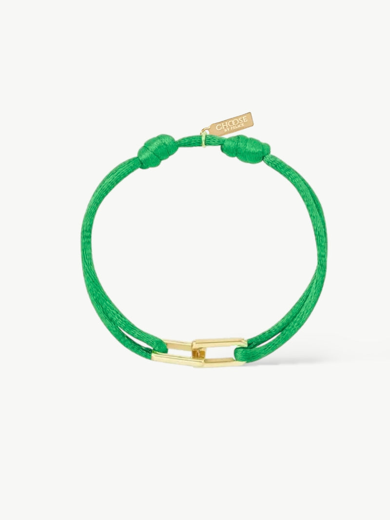 Oval Link Satin Bracelet Green