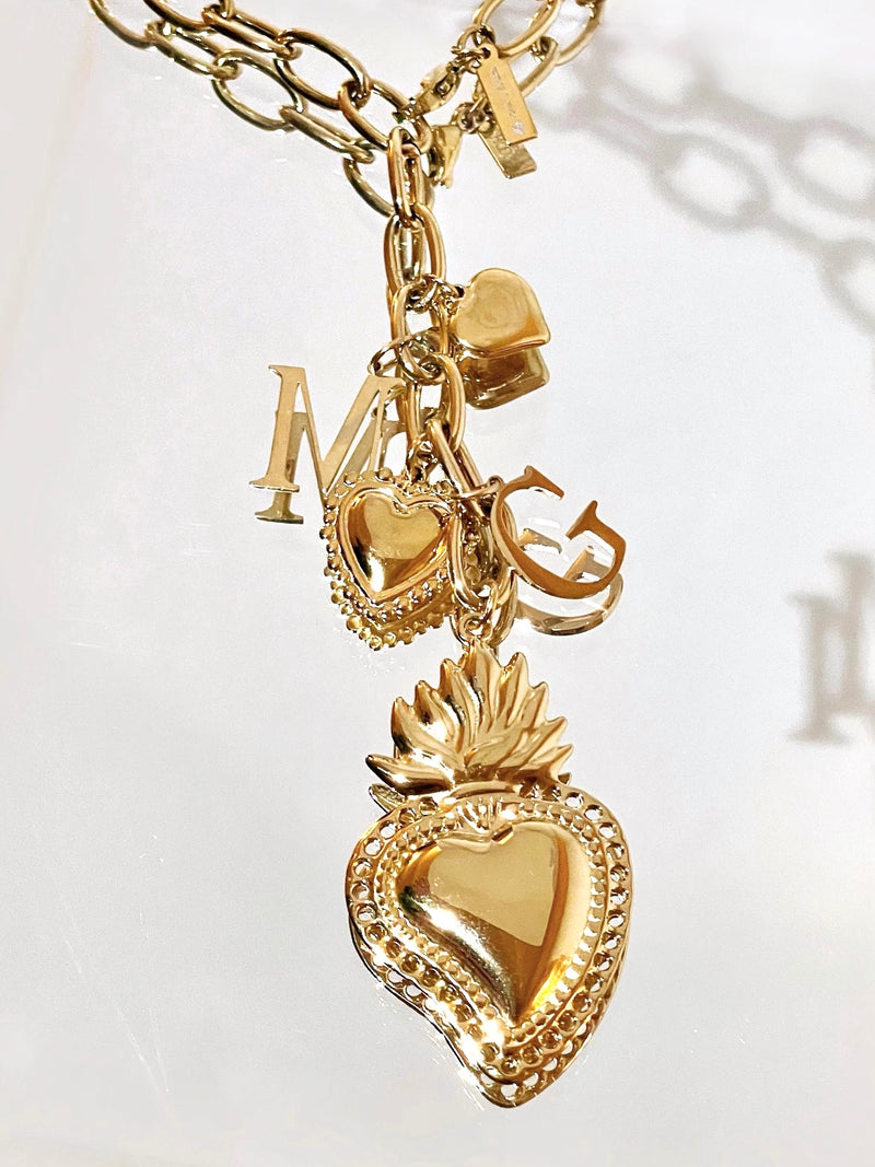 Hearts Initial Y Chain Necklace