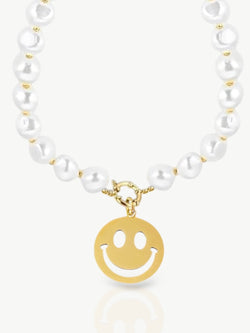Bold Pearl Smiley Necklace