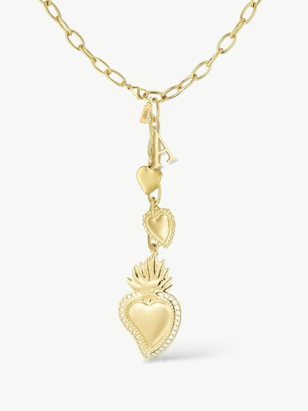 Hearts Initial Y Chain Necklace