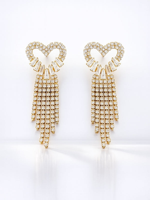 Diamond Heart Drop Earrings