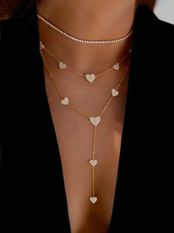 Beautiful necklace style for woman - heart necklace Y chain- ketting met hartjes