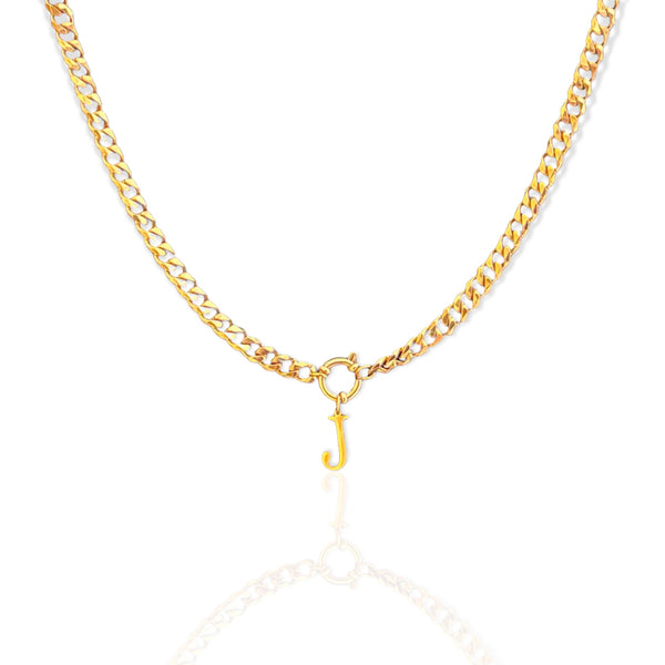 I AM Hollow bold necklace|Initial necklace|ketting met letter|stoere naamketting|damesketting met letter|