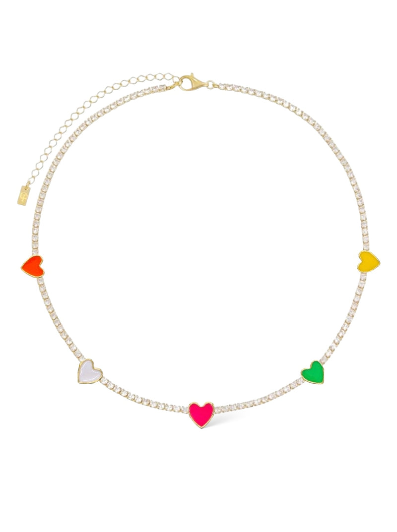 Colorful Hearts Tennis Necklace