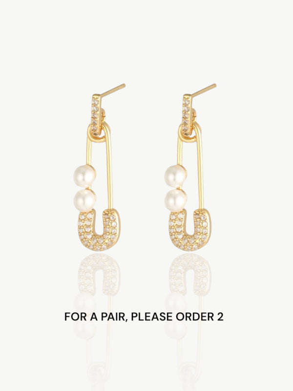 Pearly Safety Pin Earring
