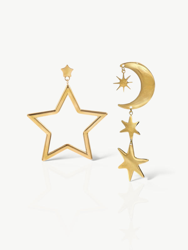 Moon Star Earrings Gold