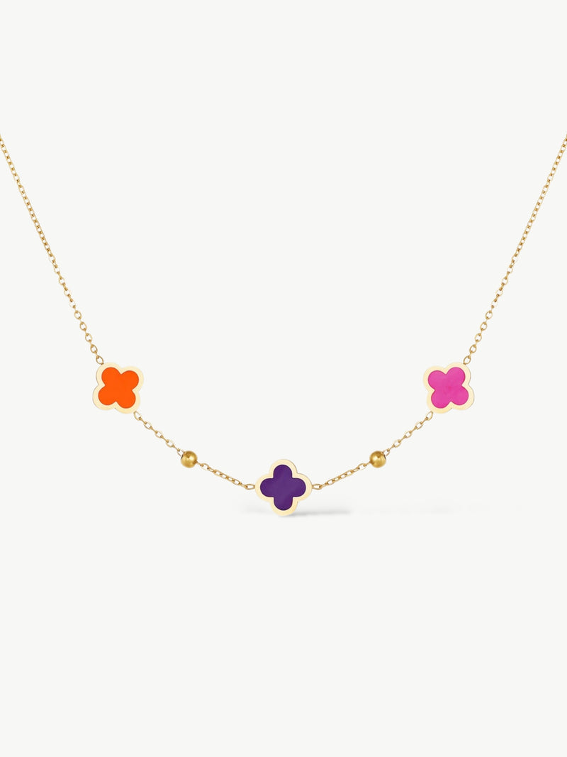 Colorful Lucky Clover Necklace