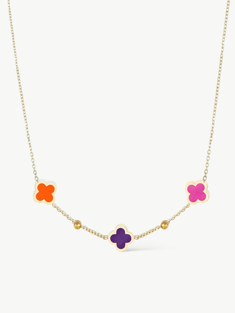 Colorful Lucky Clover Necklace