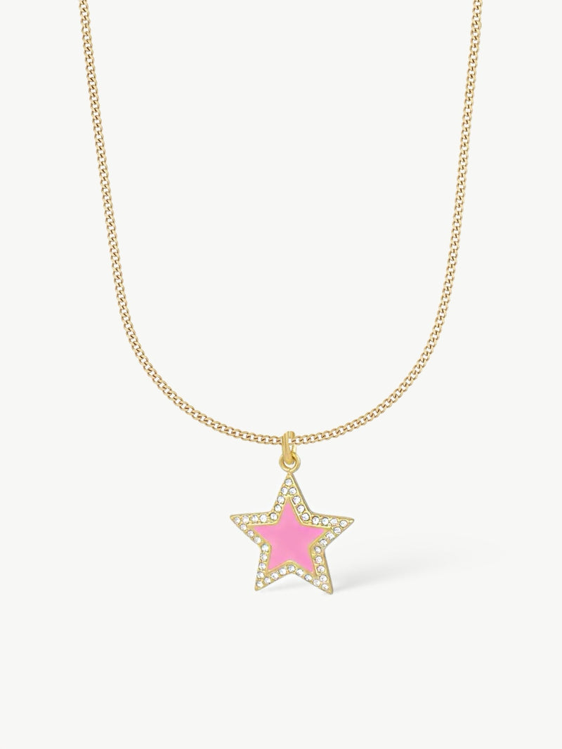 Pink Star Pavé Necklace