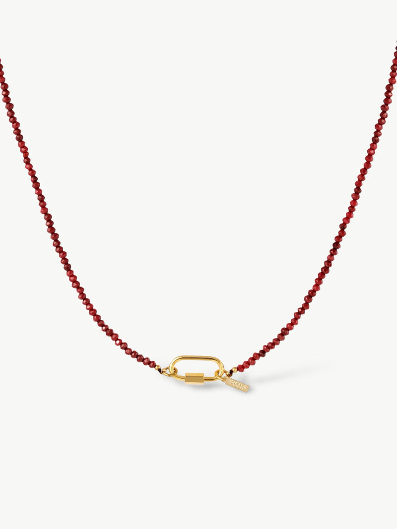 Ruby Red Stones Lock Necklace