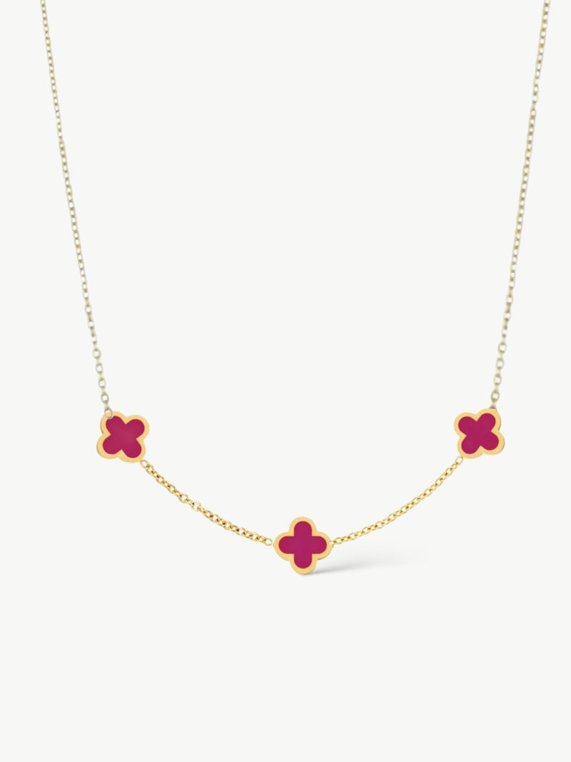 Lucky Clover Necklace Fuchsia