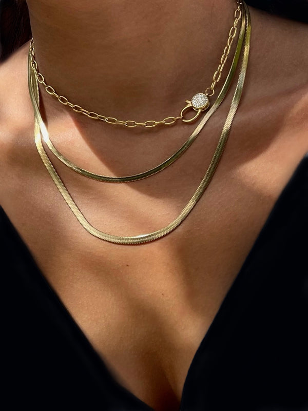 Pavé Oval Lock Necklace