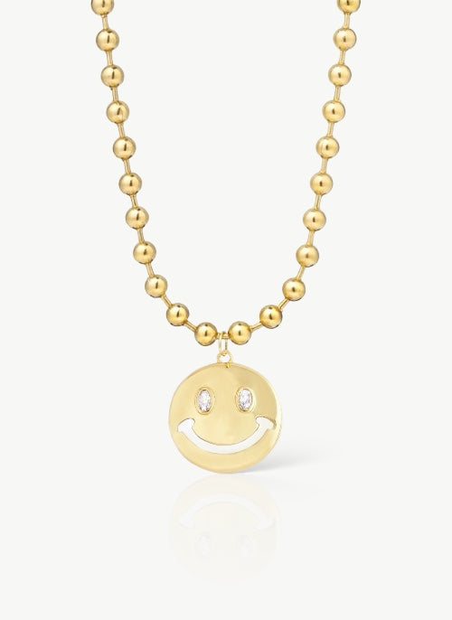 Bubbel Smiley Necklace Gold