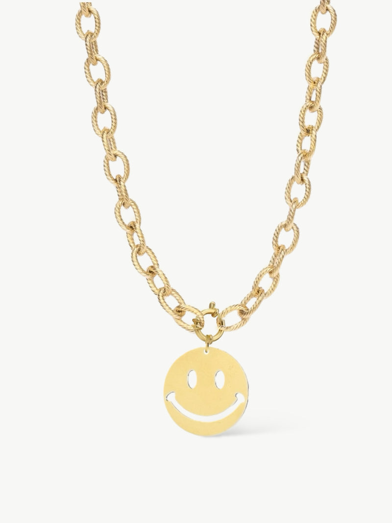 Bold Smiley Necklace Gold