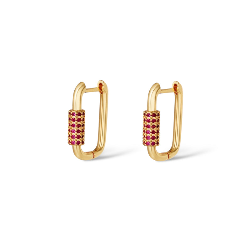 Oval Pavé Hoop Earring Pink