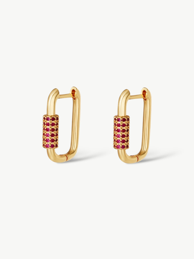 Oval Pavé Hoop Earring Pink