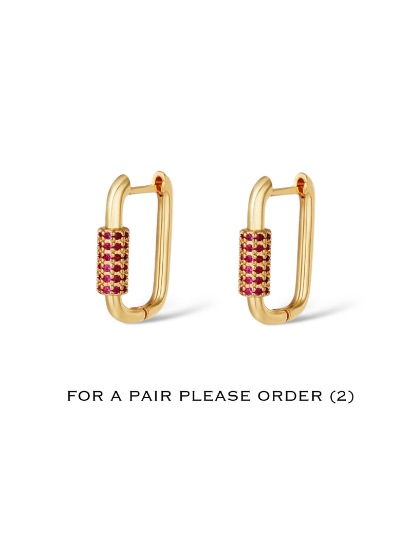 Oval Pavé Hoop Earring Pink