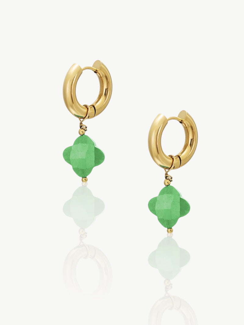 Clover Hoop Earrings Green