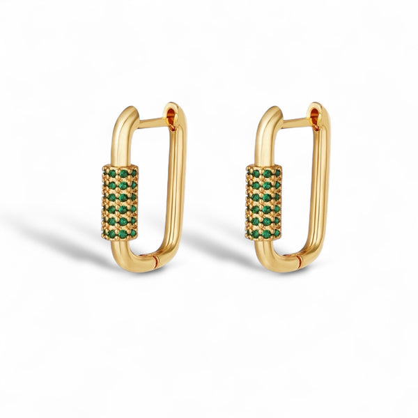 Pavé Hoop Earrings Green