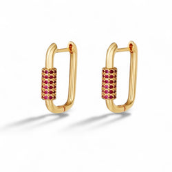 Oval Pavé Hoop Earrings Pink