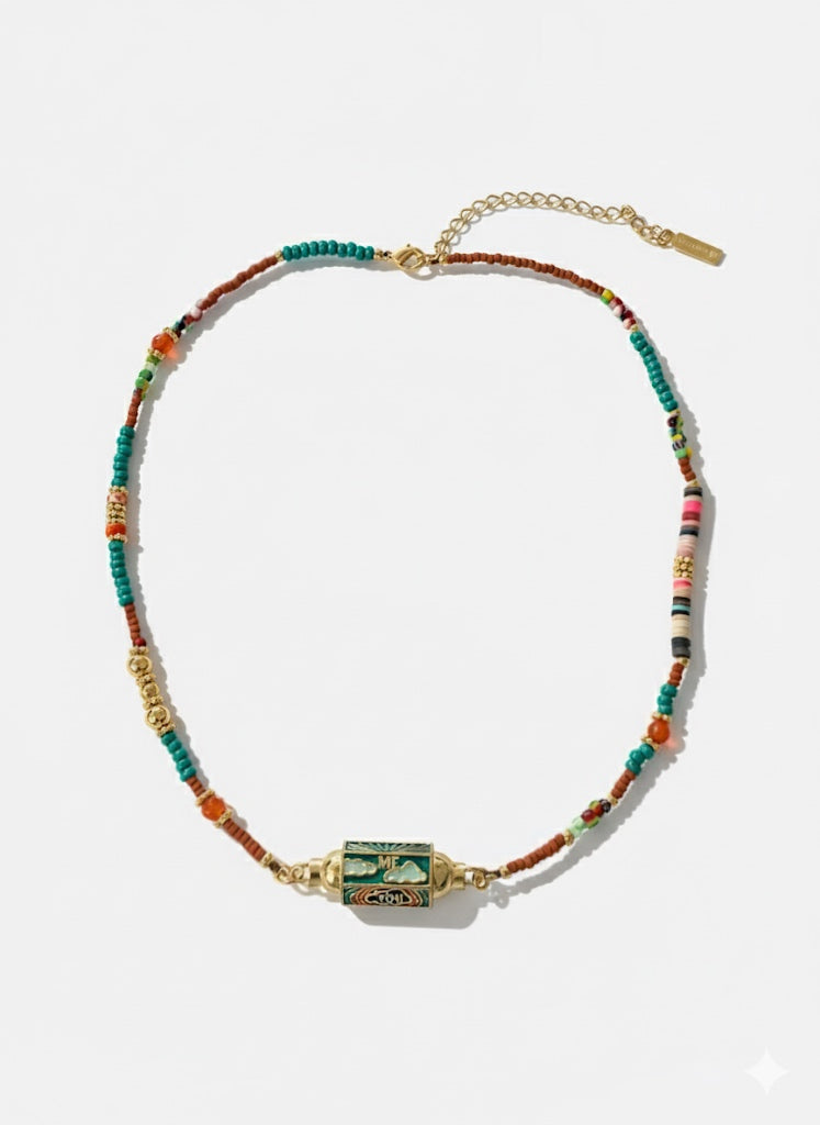 Love Locket Necklace Mixed Petrol