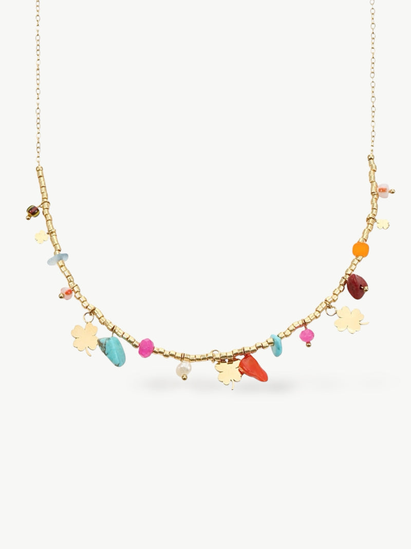 Colorful Clover Necklace Gold