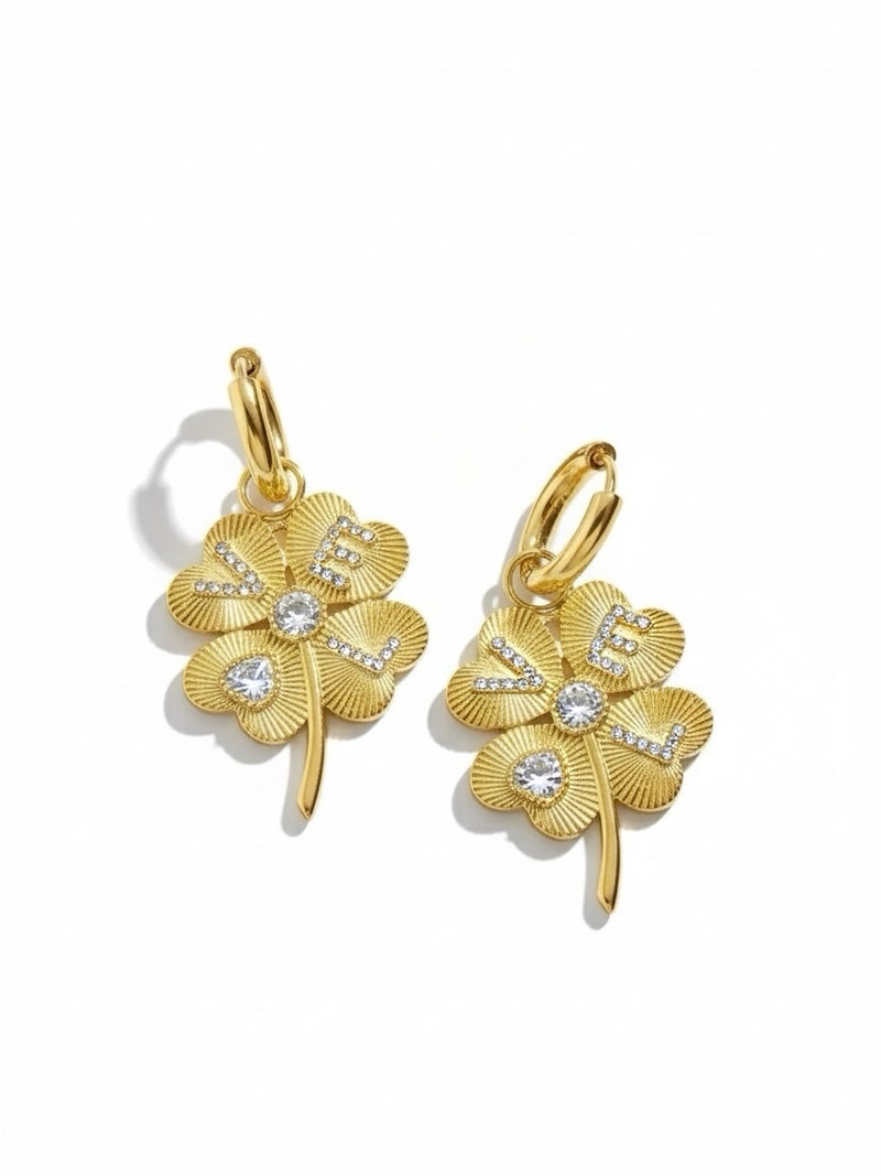 Lucky Clover Hoop Earrings