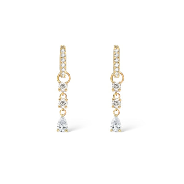 Triple Diamond Huggie Earring