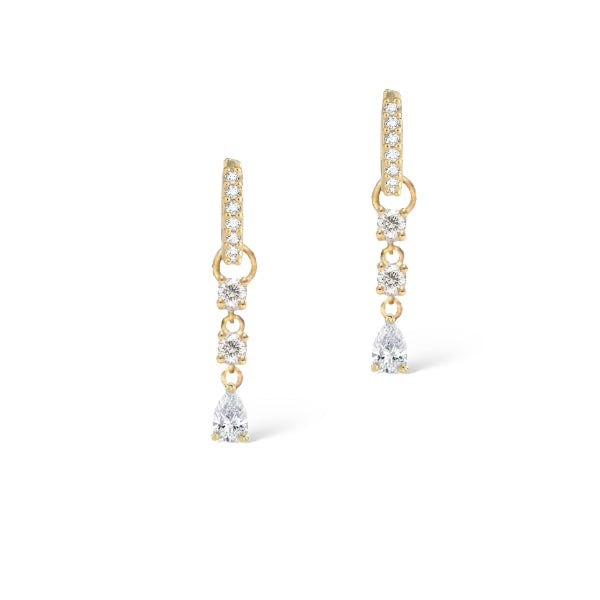 Triple Diamond Huggie Earring