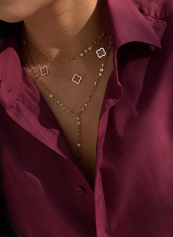 Lucky Clover Necklace Ruby Red