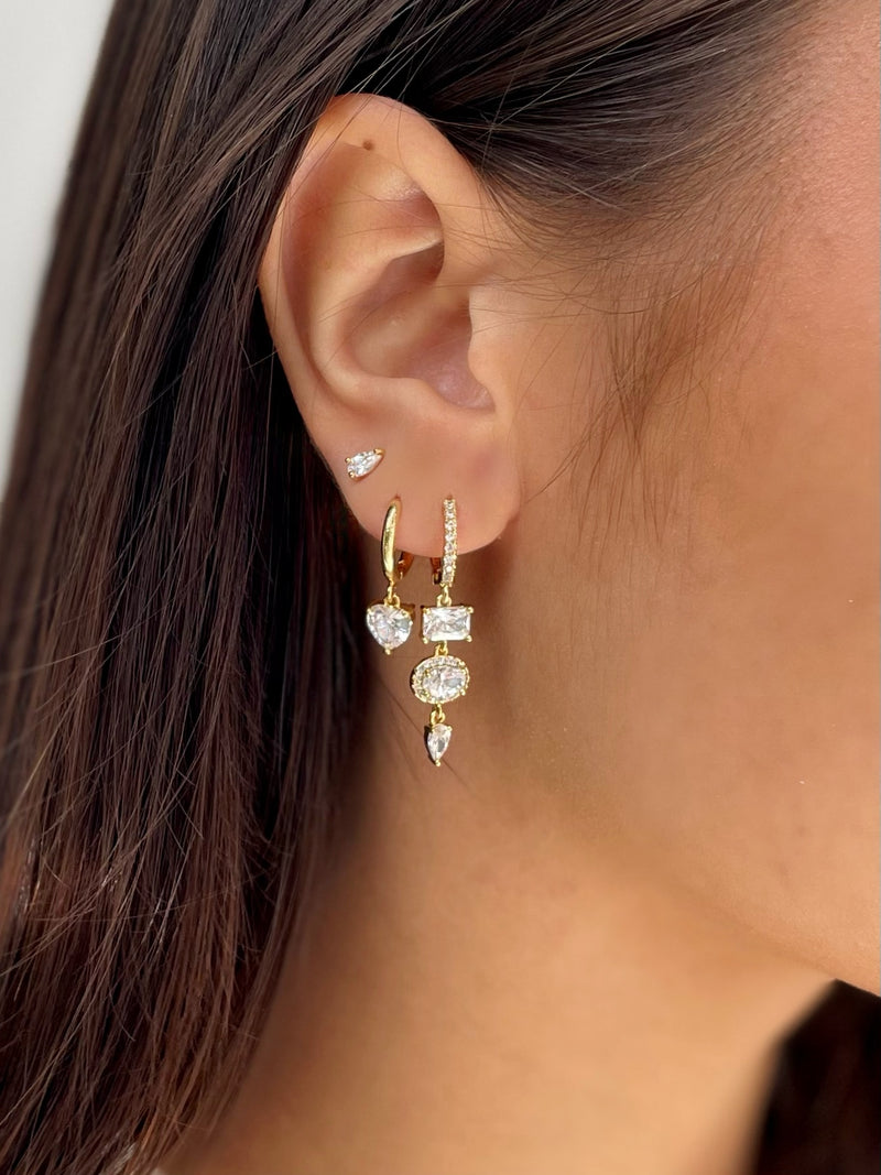 Diamond Heart Earrings Gold