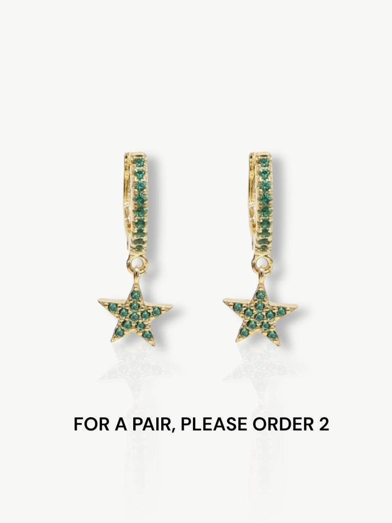 Emerald Star Huggie Earring