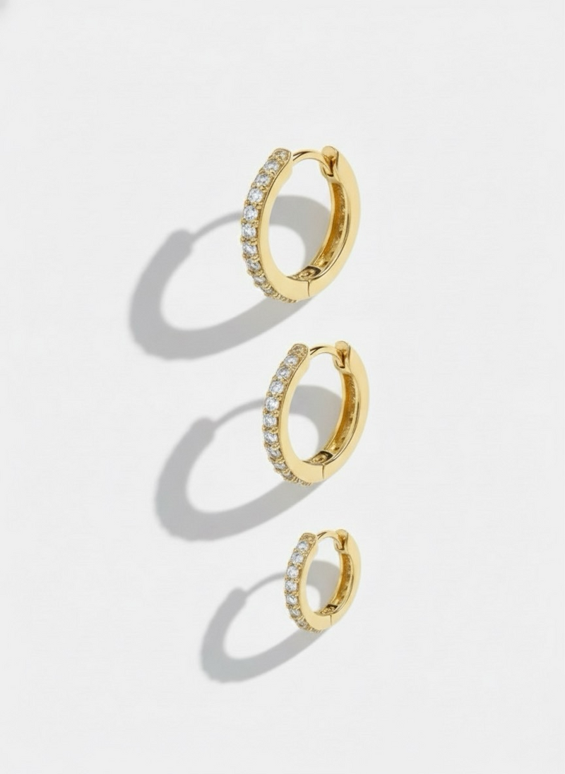 Pavé Huggie Earring Set