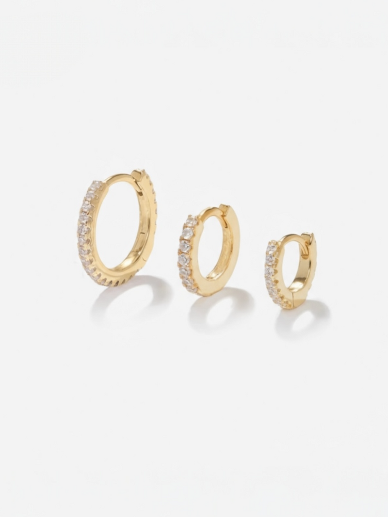 Pavé Huggie Earring Set