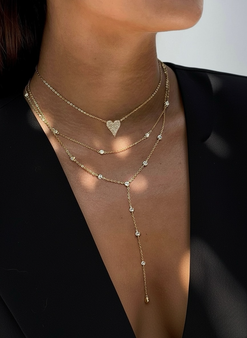 Small Loving Heart Necklace Pavé