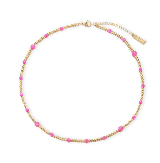 Pink Golden Balls Chain Necklace