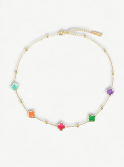 gekleurde klaver ketting| colorful clover necklace| ketting gekleurde klavertjes