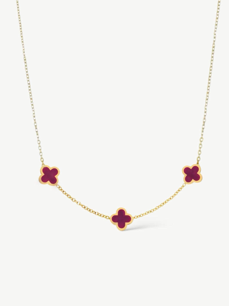 Lucky Clover Necklace Ruby Red