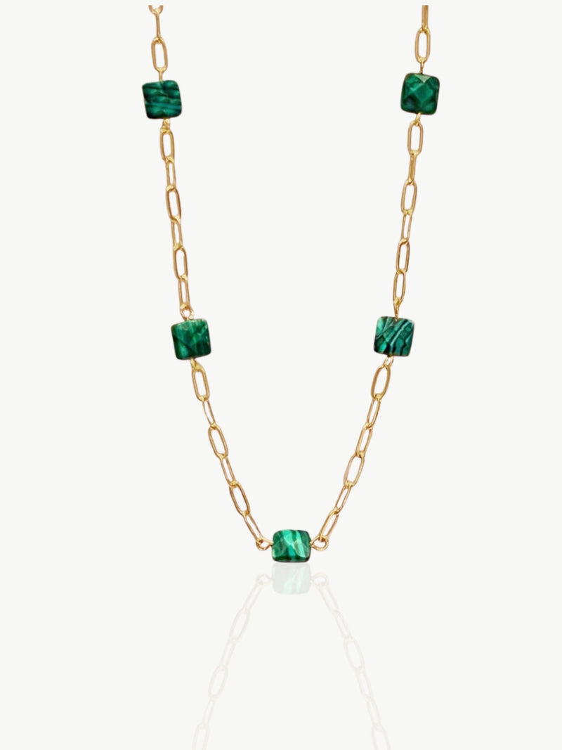 Classy Malachite Link Necklace Gold