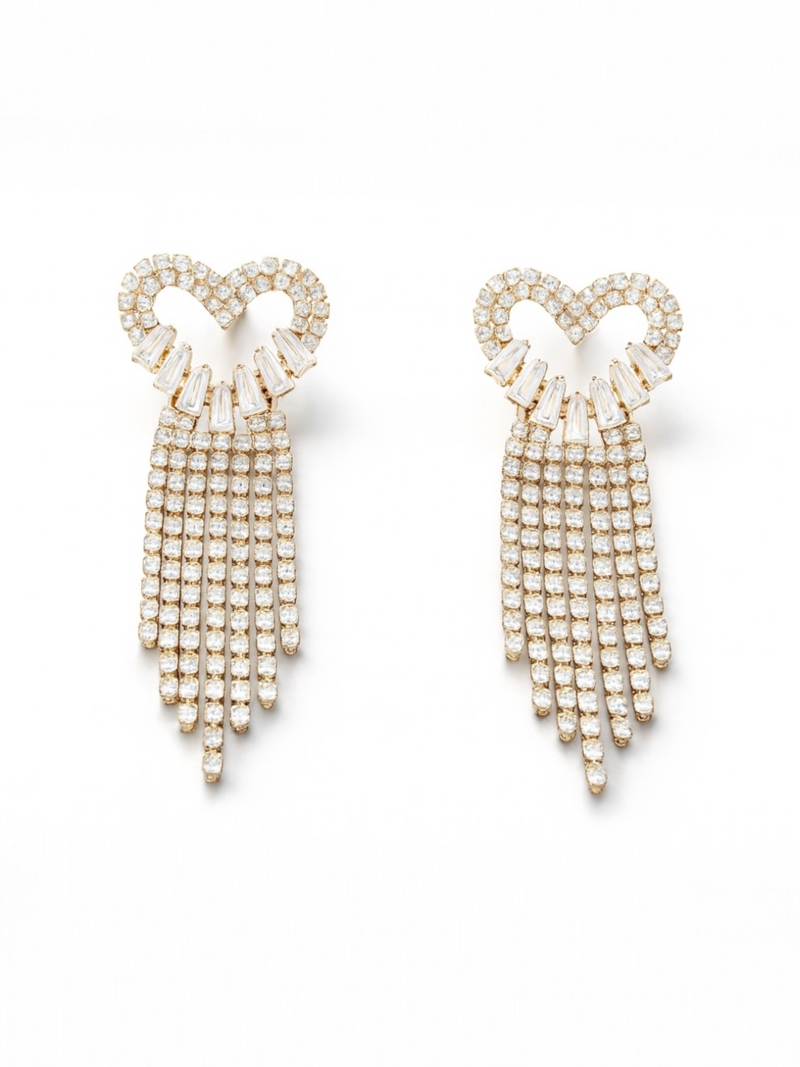 Diamond Heart Drop Earrings