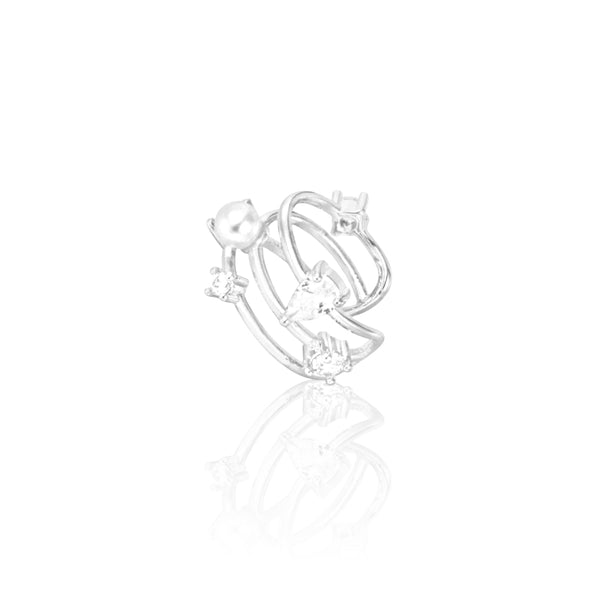 Pearls & Stones Ear Cuff Silver