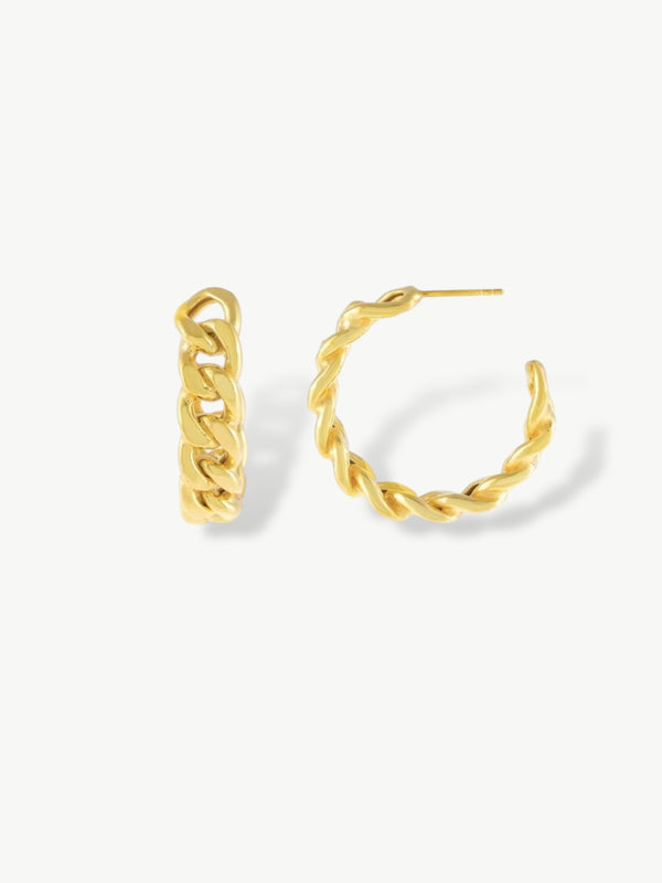 Chunky Cuban Chain Hoop Earrings
