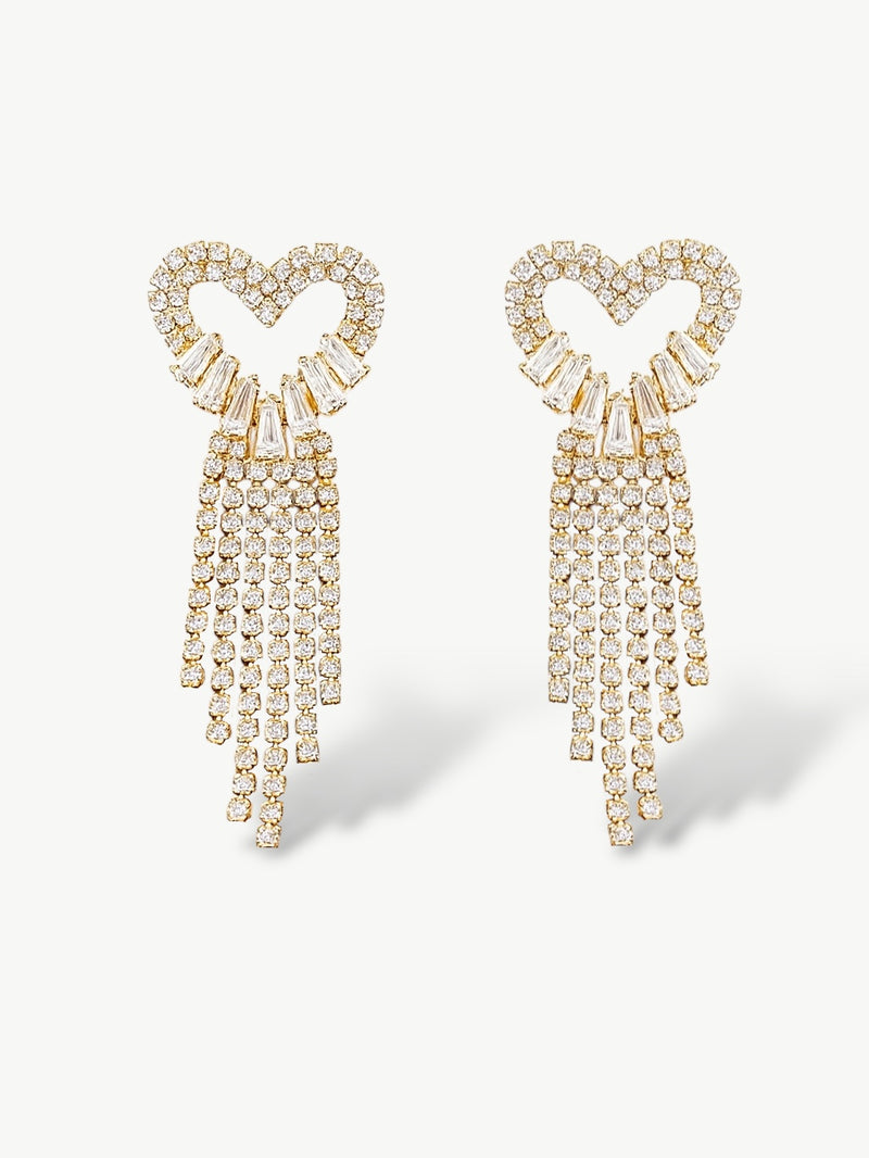 Diamond Heart Drop Earrings