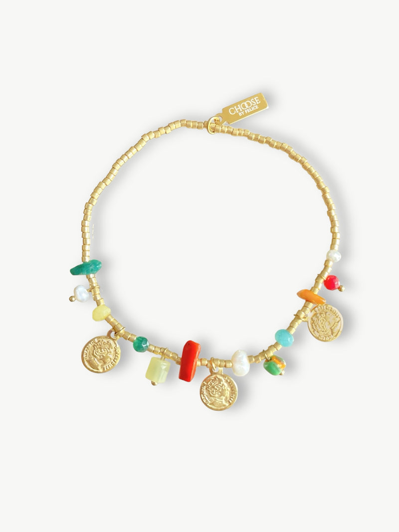 Golden Coin Beaded Bracelet