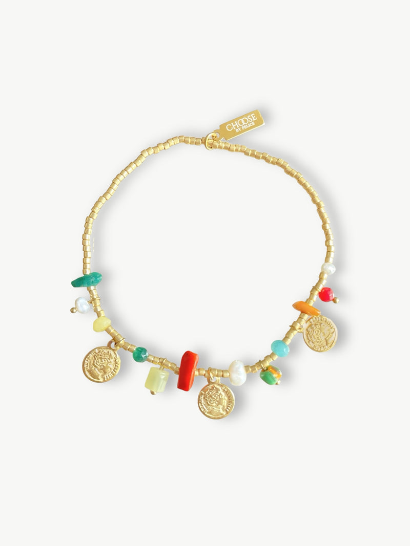 Golden Coin Beaded Bracelet