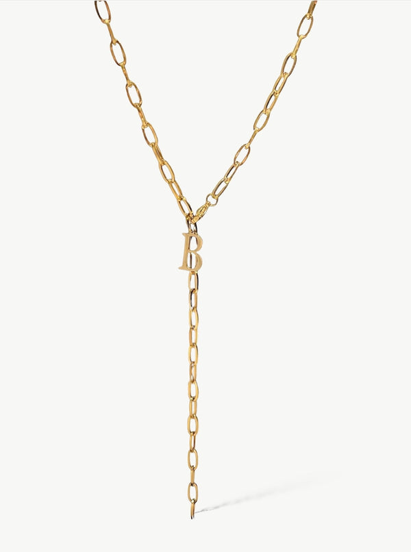 Initial y-chain necklace gold|Initial necklace gold| letter ketting |stainless steel letter ketting