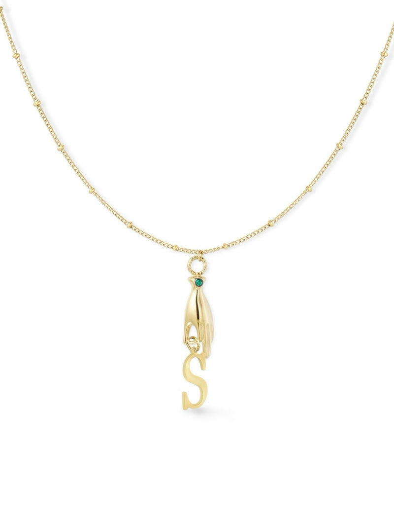 Golden Hand Initial Necklace