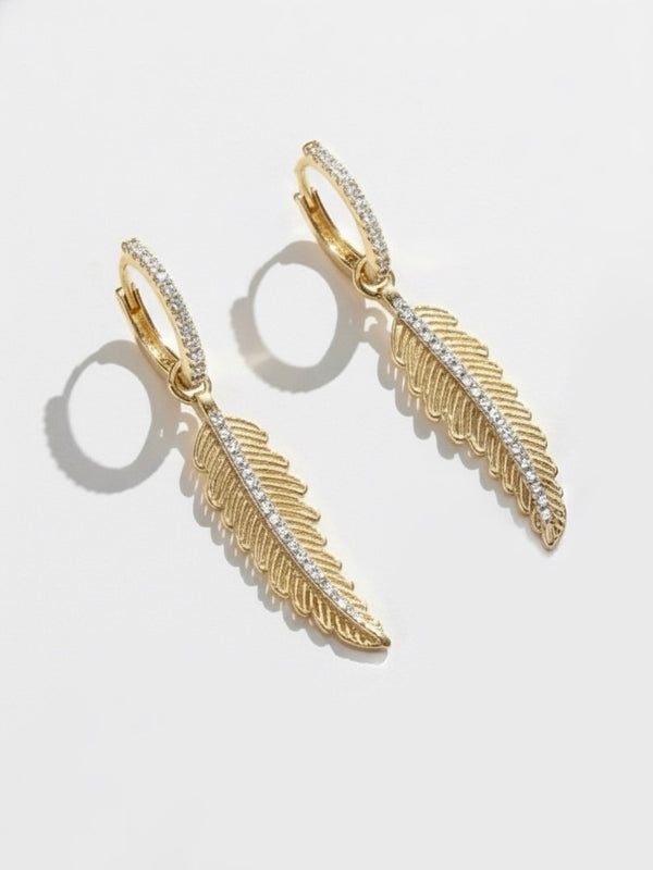 Leaf earrings gold- earrings leaf charm- 