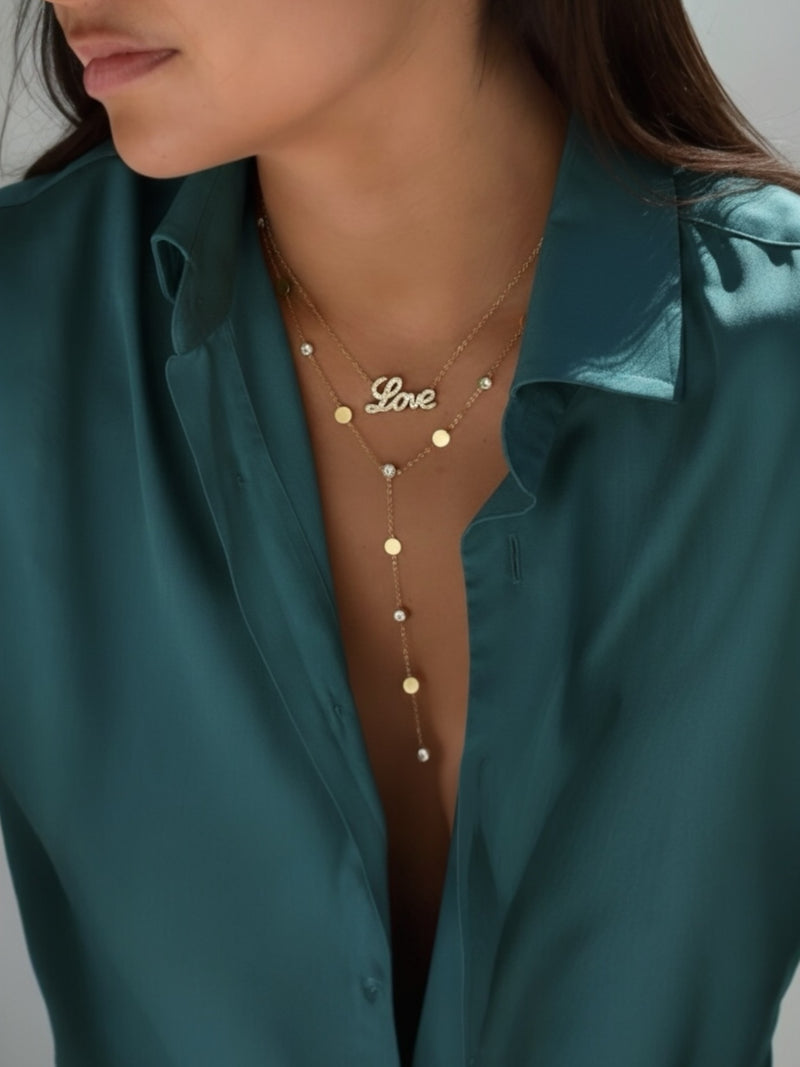 Love necklace - diamond love letter necklace - the perfect gift for her- gift ideas for woman - gift ideas for girlfriend 